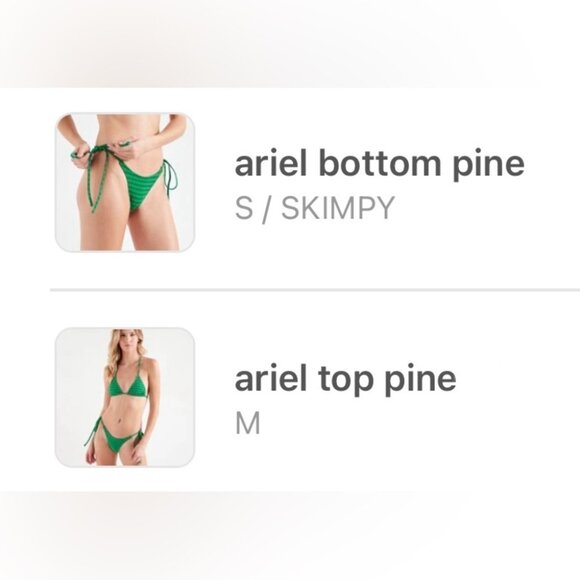 NWT OneOne Swimwear Bikini Set Pine Green Ariel Triangle New Padded Rare Medium - Picture 7 of 7